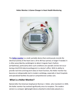 Holter Monitor: A Game-Changer in Heart Health Monitoring