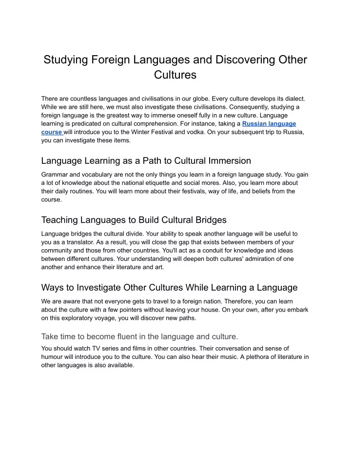 studying foreign languages and discovering other