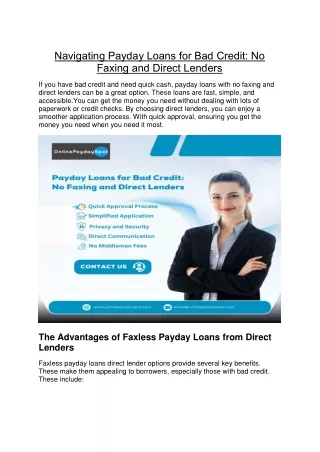 Navigating Payday Loans for Bad Credit Flex Loans