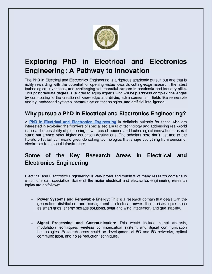 exploring phd in electrical and electronics