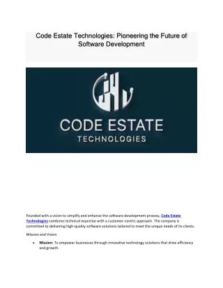 code estate technologies pioneering the future