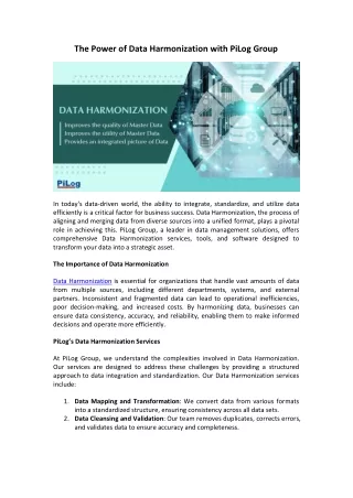 Data Harmonization Techinques