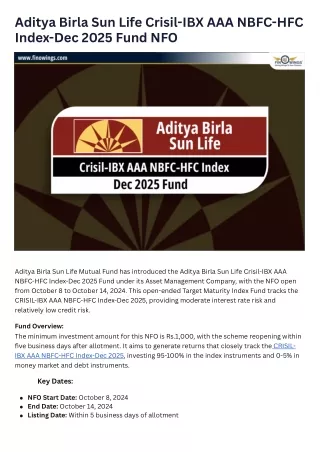 Aditya Birla Sun Life Crisil-IBX AAA NBFC-HFC Index-Dec 2025 Fund NFO