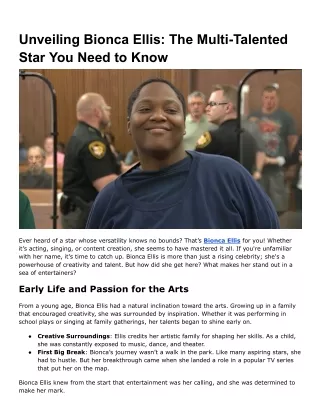 Unveiling Bionca Ellis_ The Multi-Talented Star You Need to Know