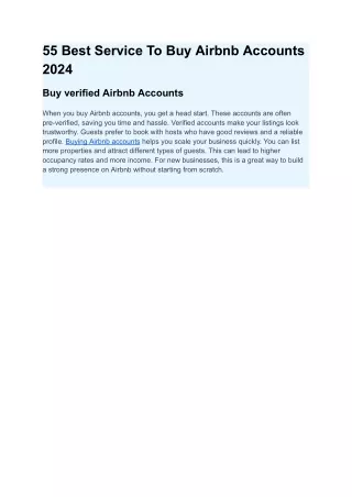 55 Best Service To Buy Airbnb Accounts 2024