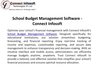 School Budget Management Software - Connect Infosoft