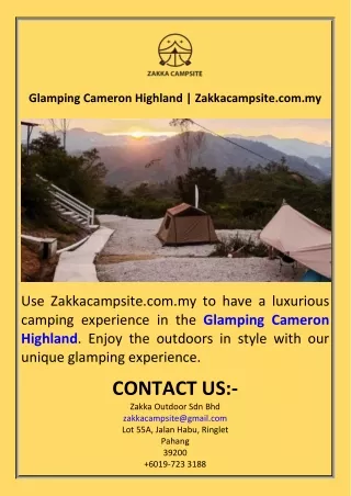 Glamping Cameron Highland  Zakkacampsite.com.my