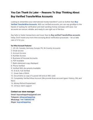 13.8 Super Useful Tips To Buy Verified TransferWise Accounts