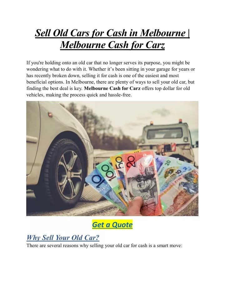 sell old cars for cash in melbourne melbourne