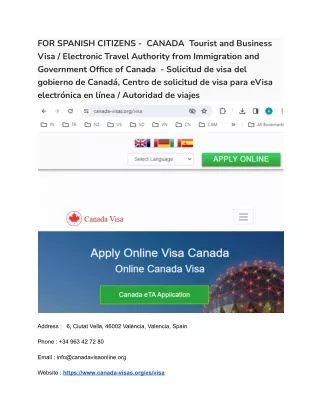 25 FOR SPANISH CITIZENS -  CANADA  Tourist and Business Visa _ Electronic Travel Authority from Immigration and Governme