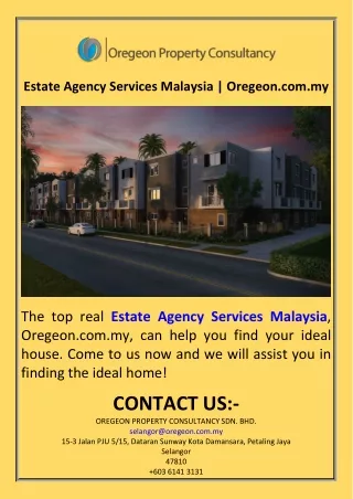 Estate Agency Services Malaysia  Oregeon.com.my