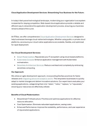 Cloud Application Development Services for Scalable Solutions | ITTStar