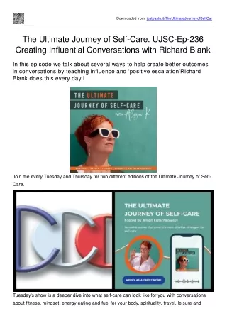 The ultimate journey of self care UJSC-Ep-236 B2C guest Richard Blank Costa Ricas Call Center