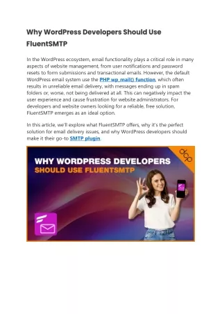 Why WordPress Developers Should Use FluentSMTP - PDF