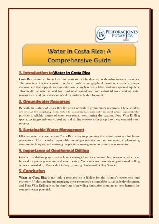 water in costa rica a