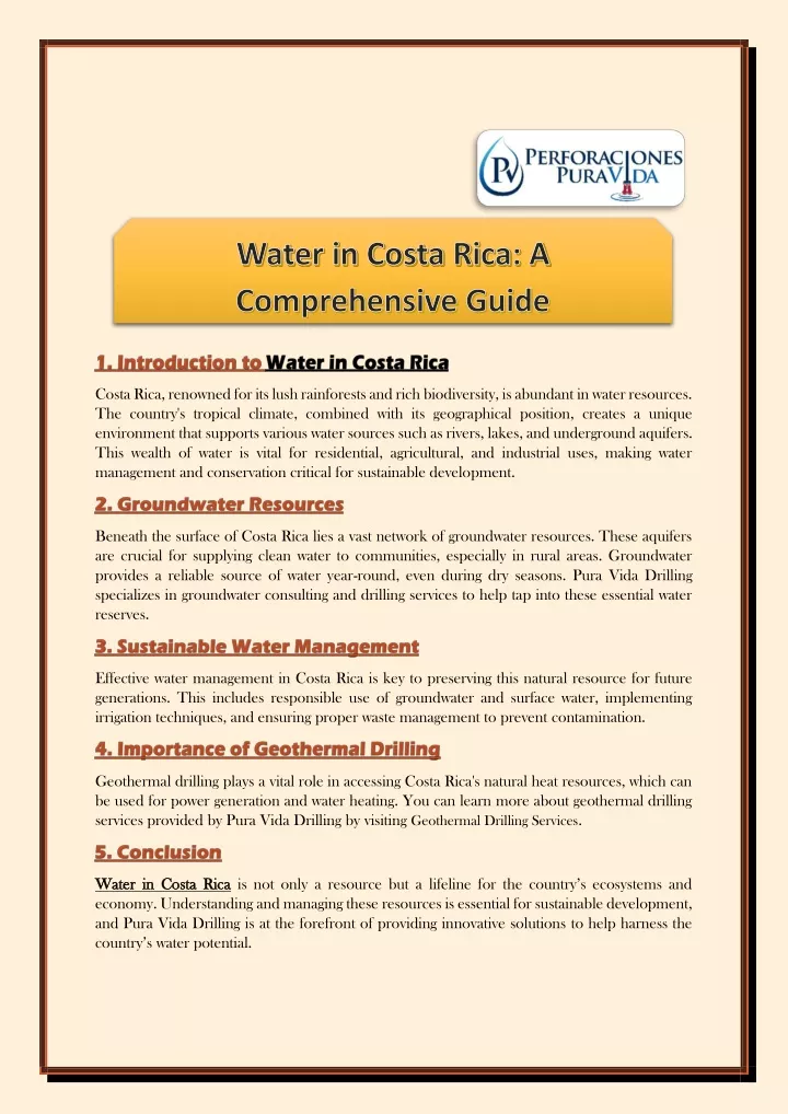 water in costa rica a