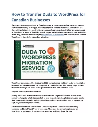 How to Transfer Duda to WordPress for Canadian Businesses