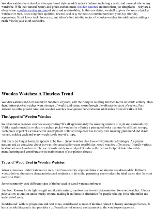 Wooden Watches for Men: Adding a Rustic Vibe to Your Wardrobe