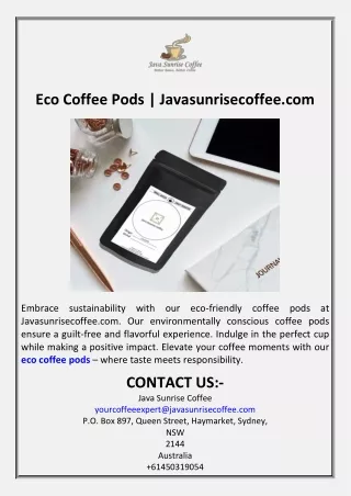 Eco Coffee Pods  Javasunrisecoffee.com