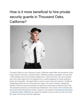 How is it more beneficial to hire private security guards in Thousand Oaks, California