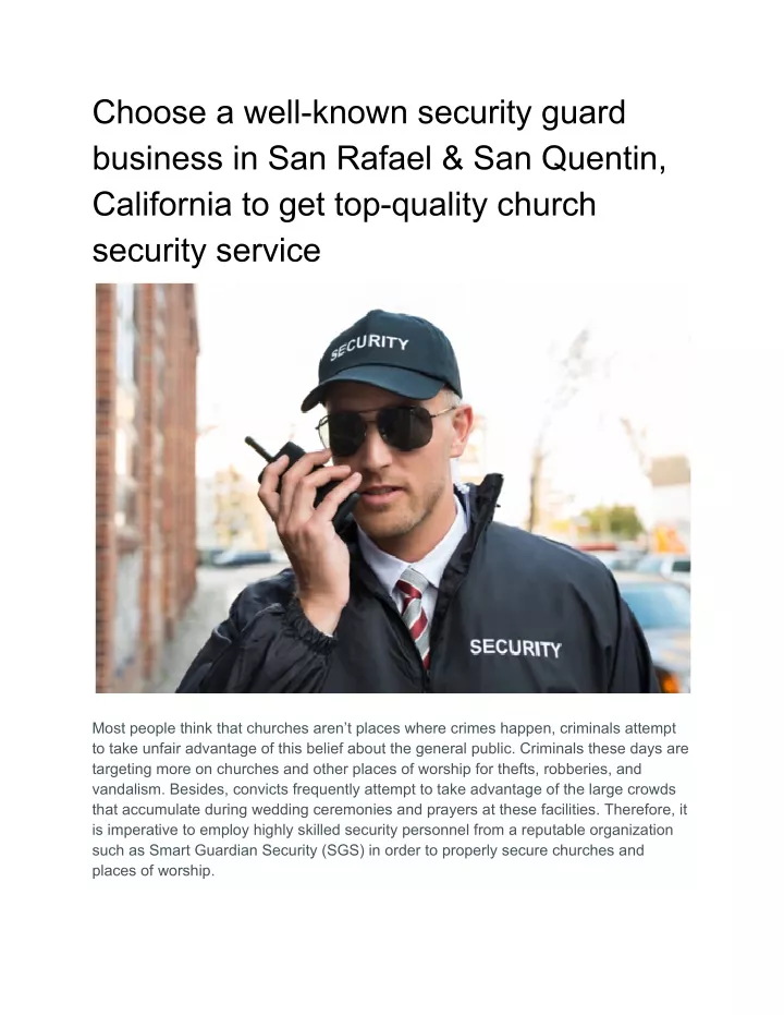 choose a well known security guard business