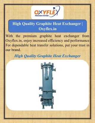 High Quality Graphite Heat Exchanger   Oxyflex.in