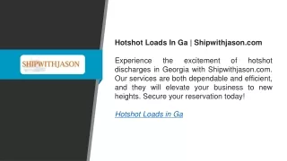 hotshot loads in ga shipwithjason com experience
