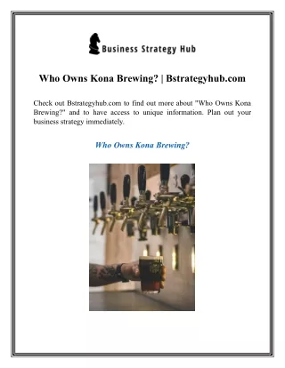 Who Owns Kona Brewing  Bstrategyhub.com