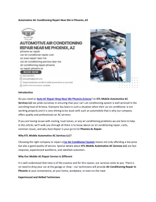 Automotive Air Conditioning Repair Near Me in Phoenix