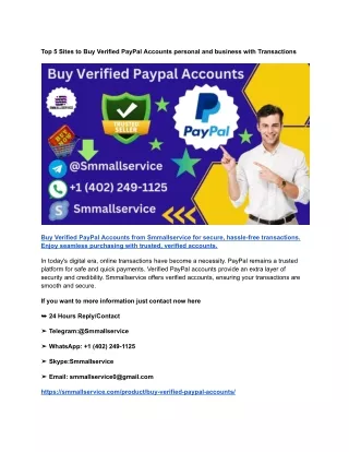 Top 5 Sites to Buy Verified PayPal Accounts personal and business with Transactions