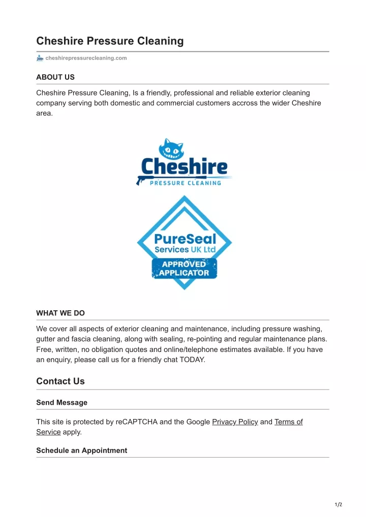 cheshire pressure cleaning