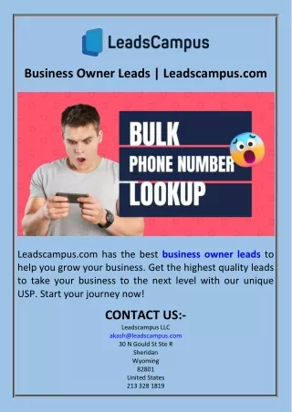 Business Owner Leads  Leadscampus.com