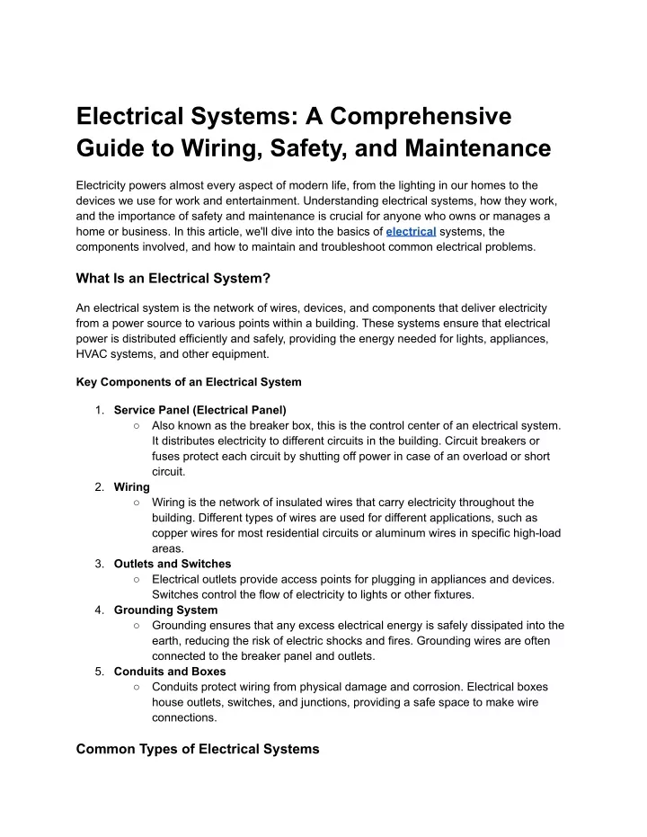 electrical systems a comprehensive guide