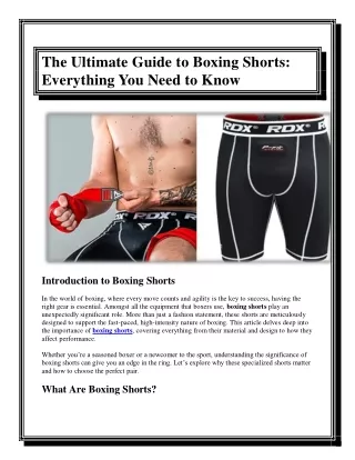 The Ultimate Guide to Boxing Shorts Everything You Need to Know