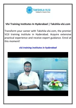 vlsi training institutes in hyderabad takshila