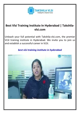 best vlsi training institute in hyderabad