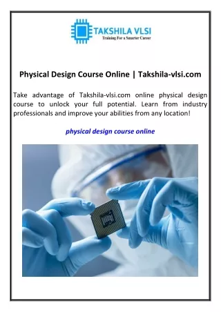 physical design course online takshila vlsi com