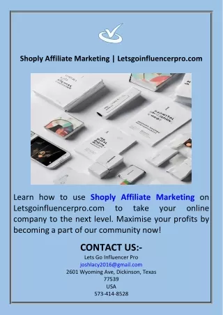 Shoply Affiliate Marketing  Letsgoinfluencerpro.com