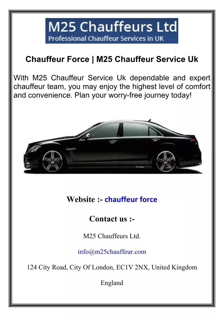 chauffeur force m25 chauffeur service uk