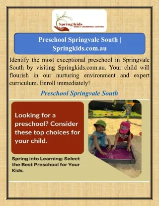 Preschool Springvale South   Springkids.com.au