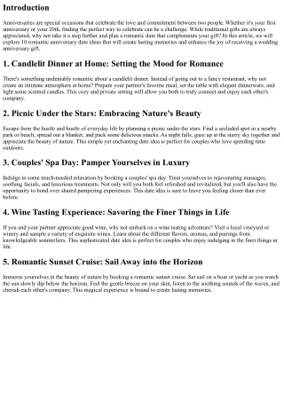 10 Romantic Anniversary Date Ideas to Complement Your Gift
