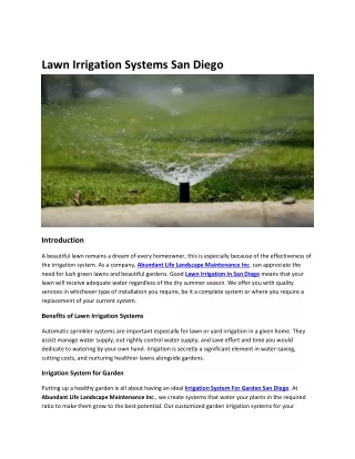 Lawn Irrigation Systems San Diego