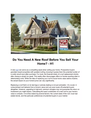 Do You Need A New Roof Before You Sell Your Home
