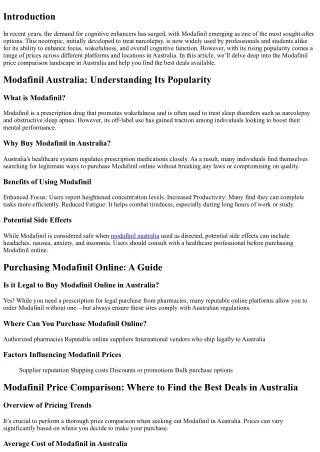 Modafinil Price Comparison: Where to Find the Best Deals in Australia