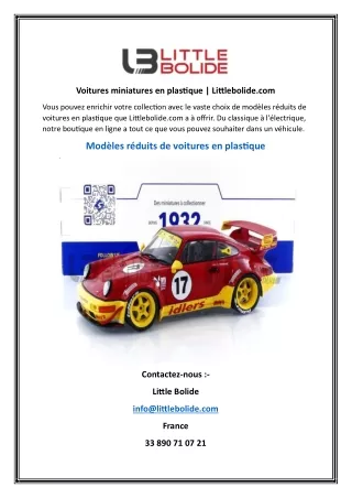 Voitures miniatures en plastique   Littlebolide