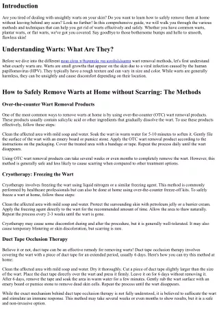 How to Safely Remove Warts at Home without Scarring