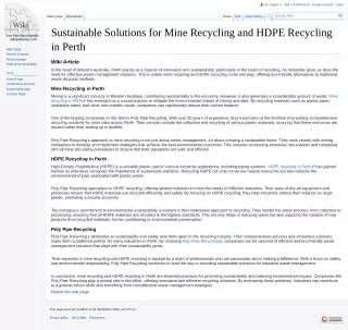 Sustainable Solutions for Mine Recycling and HDPE Recycling in Perth