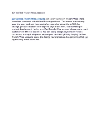 Buy Verified TransferWise Accounts