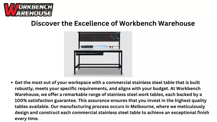 discover the excellence of workbench warehouse