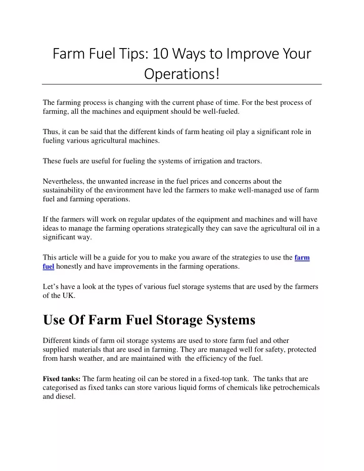 farm fuel tips 10 ways to improve your operations